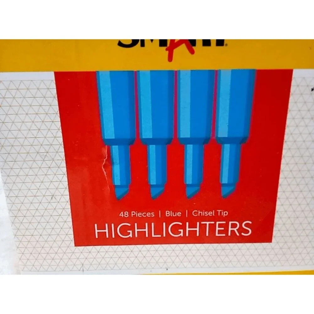 School Smart Blue Highlighters – Chisel Tip – Bulk Pack of 48 Blue Markers